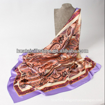 Satin Silk Scarf Women Brand Plaid Square Scarf